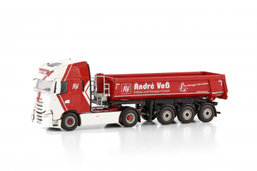 WSI Models 01-4233 ANDRE VOSS IVECO S-WAY AS HIGH 4X2 HALF PIPE TIPPER TRAILER - 3 AXLE