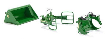 Wiking 077381 Bressel & Lade Front loader attachments set A: John Deere green