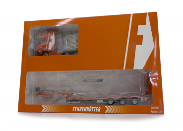 MarGe Models CS-Fehrenkötter-2021-01 Scania 6x2 orange and Nooteboom semi lowloader Fehrenkötter design