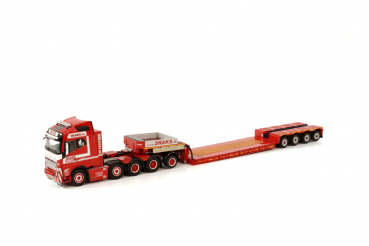 WSI Models 01-3759 SKAKS SPECIAALTRANSPORT VOLVO FH5 GLOBETROTTER 8X4 LOWLOADER - 4 AXLE WITH ADD ON AXLE