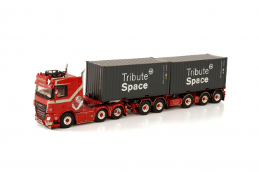 WSI Models 01-3628 WEEDA TRANSPORT DAF XF SPACE CAB MY2017 6X2 TWIN STEER 2CONNECT COMBI TRAILER 2+3 AXLE + 2X 20FT CONTAINER