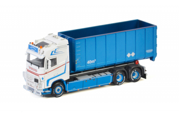 WSI Models 01-3342 LOODS AKERI VOLVO FH4 GLOBETROTTER 6X2 TAG AXLE HOOKLIFT SYSTEM + HOOKLIFT CONTAINER 40M3