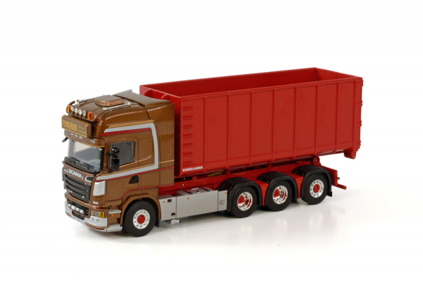 WSI Models 01-3818 TONERUD SCANIA R6 TOPLINE 8X4 RIGED TRUCK WITH HOOKLIFT SYSTEM + CONTAINER 40M3
